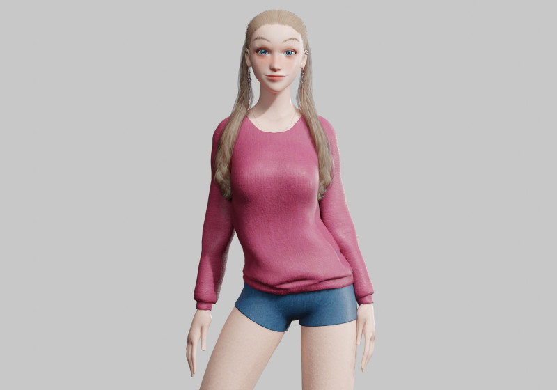Cute Standard Woman V29209 3D Модель .c4d .max .obj .3ds .fbx .stl .blend