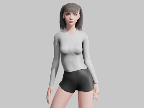 Cute stylized woman V25486 3D Model