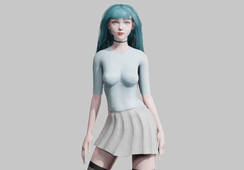 Cute teen woman V35325 3Dモデル .c4d .max .obj .3ds .fbx .stl .blend