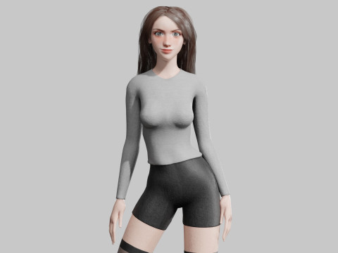 Cute Young Woman V35121 Modello 3D