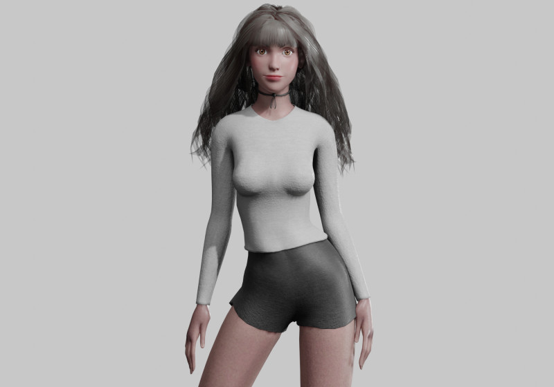 Pretty Cartoon woman V37555 3D Model .c4d .max .obj .3ds .fbx .stl .blend