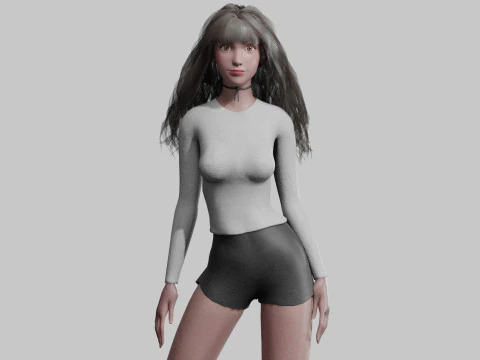 Pretty Cartoon woman V37555 3D Model