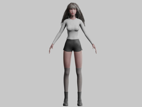Pretty Cartoon woman V37555 3D Model