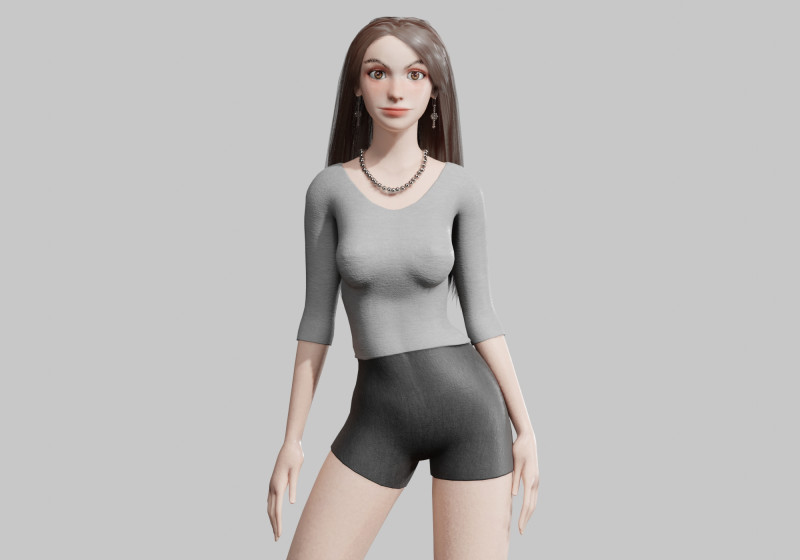 Standard cute Woman V33978 3D Model .c4d .max .obj .3ds .fbx .stl .blend