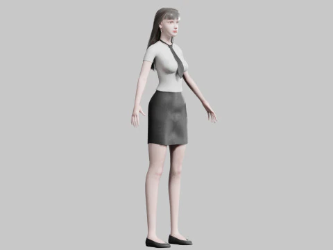 White business Woman V28351 3D Model