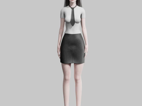 White business Woman V28351 3D Model