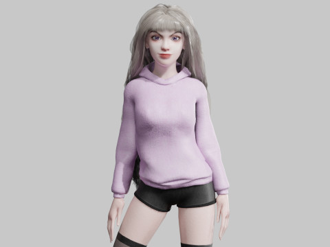 Cartoon cute Woman V42687 3D-Modell