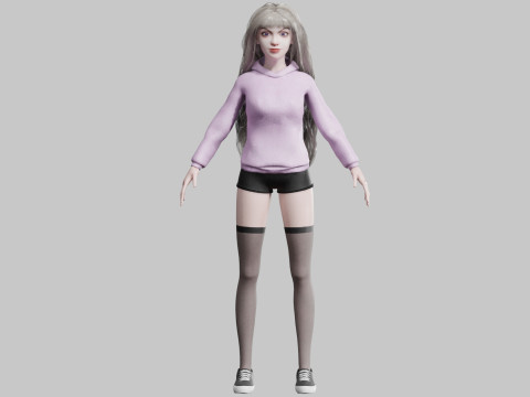 Cartoon cute Woman V42687 3D 모델