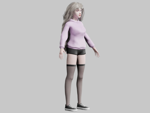 Cartoon cute Woman V42687 3D 모델