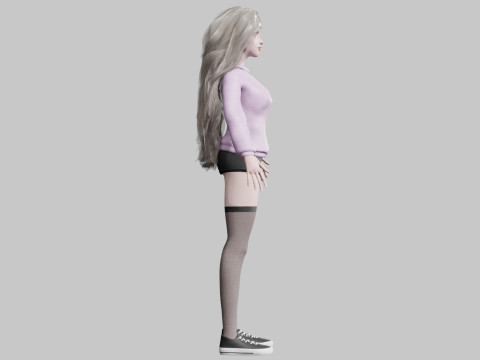 Cartoon cute Woman V42687 3D 모델