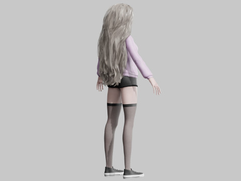 Cartoon cute Woman V42687 3D 모델