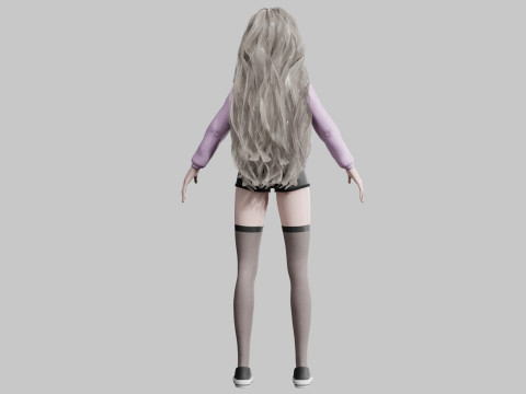 Cartoon cute Woman V42687 3D 모델