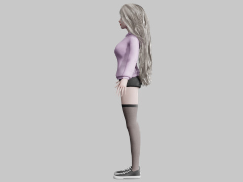 Cartoon cute Woman V42687 3D 모델