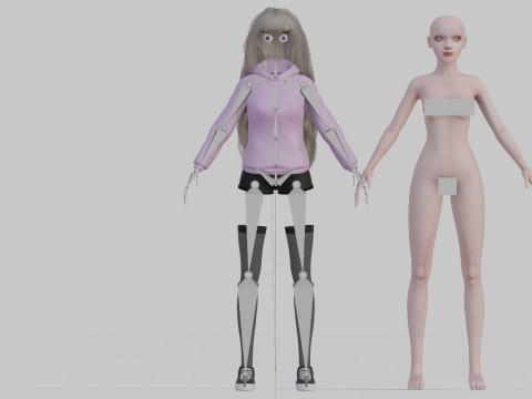 Cartoon cute Woman V42687 3D 모델