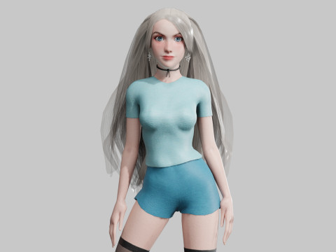 Cartoon Pretty Woman V36714 3D Model