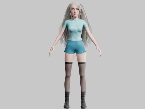Cartoon Pretty Woman V36714 3D-Modell