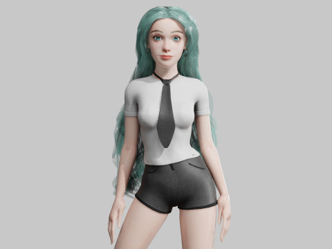 Cute Beautiful woman V38990 3D Model