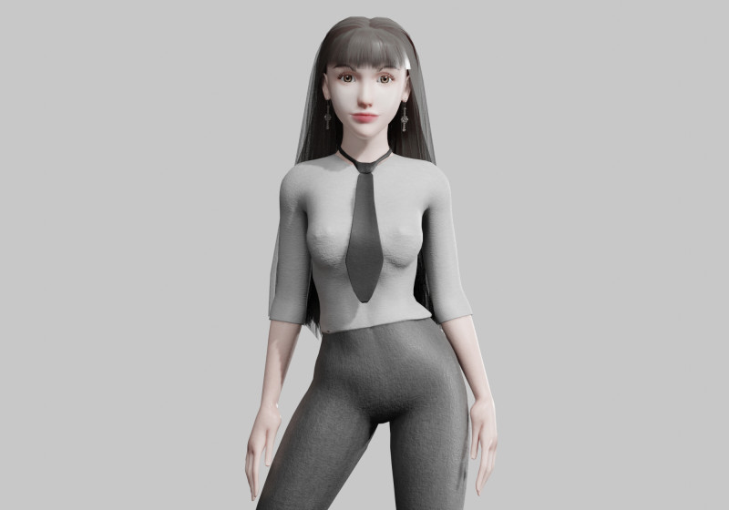 Cute cool woman V34009 3D मॉडल .c4d .max .obj .3ds .fbx .stl .blend