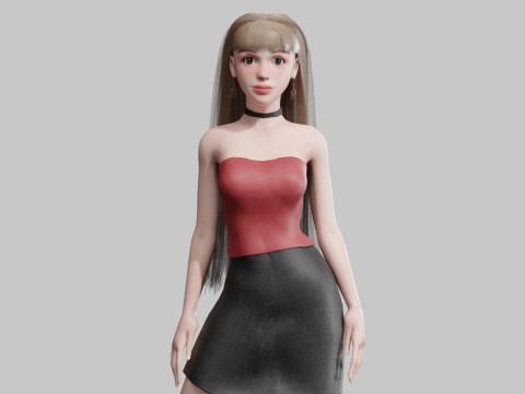 Cute stylized woman V30296 3D 모델