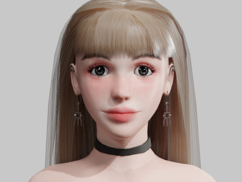 Cute stylized woman V30296 3D Model