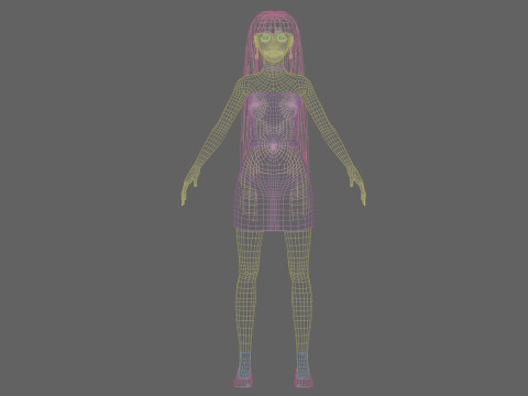 Cute stylized woman V30296 3D Model