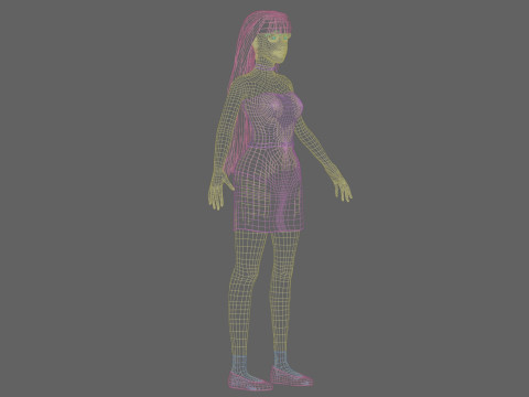 Cute stylized woman V30296 3D Model