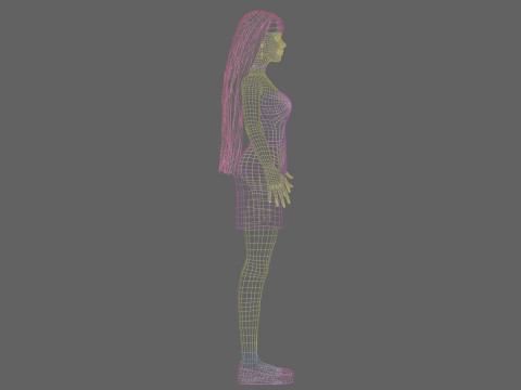 Cute stylized woman V30296 3D Model
