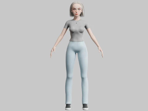 Cute Young Woman V28924 3D Model