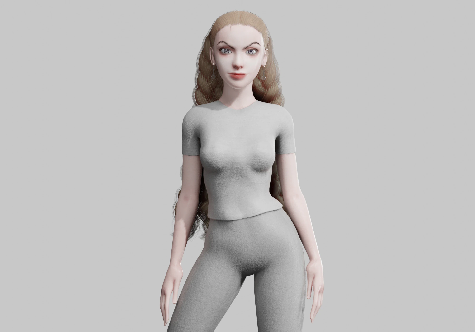 Pretty Cartoon woman V32171 3D Model .c4d .max .obj .3ds .fbx .stl .blend 