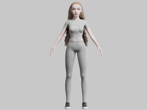 Pretty Cartoon woman V32171 Model 3D