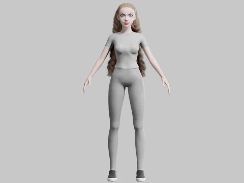 Pretty Cartoon woman V32171 3D Model