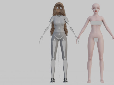 Pretty Cartoon woman V32171 Model 3D