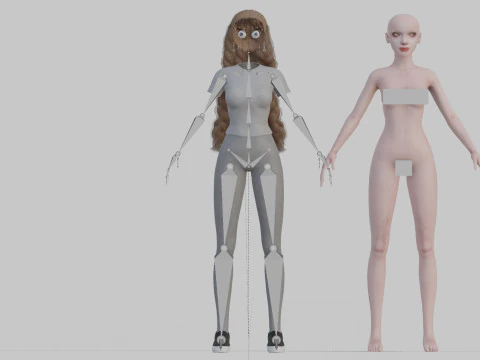 Pretty Cartoon woman V32171 3D Model