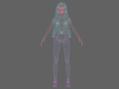 Pretty Cartoon woman V32171 3D Model
