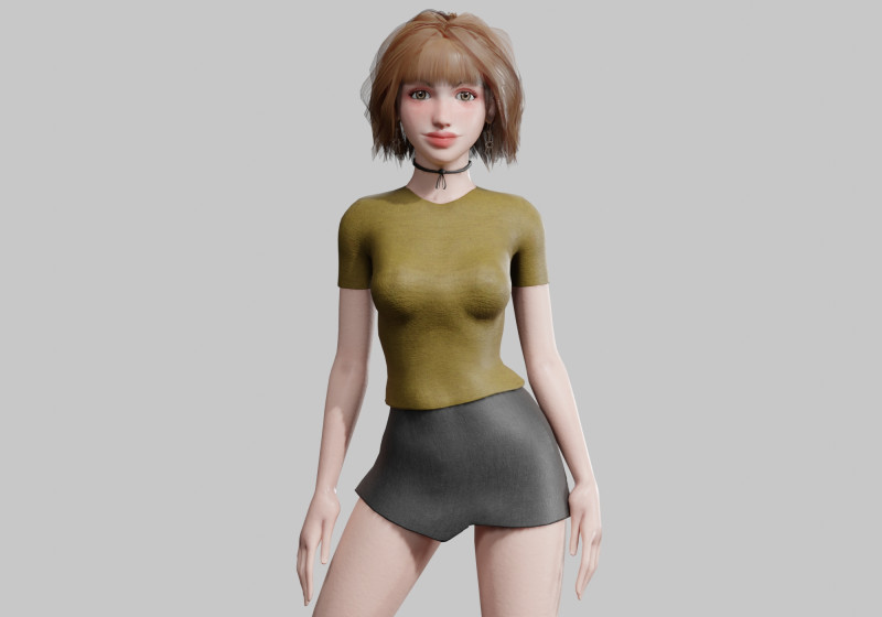 Pretty classic woman V35043 3D Модель .c4d .max .obj .3ds .fbx .stl .blend