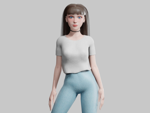 Pretty cool woman V33777 3D Model