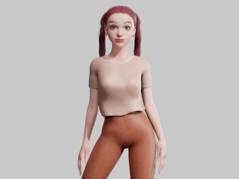 Хорошенькая юная женщина V23870 3D Модель