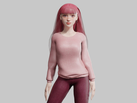 Standard cute Woman V31833 3D Model