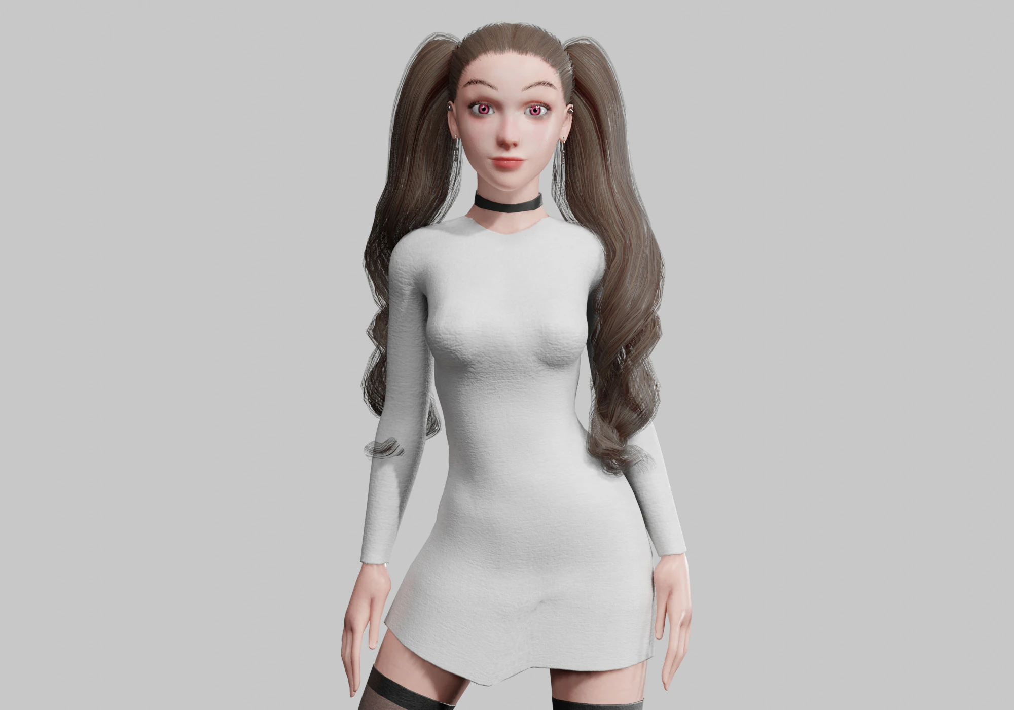 Young cute Woman V34706 3D Model .c4d .max .obj .3ds .fbx .stl .blend 