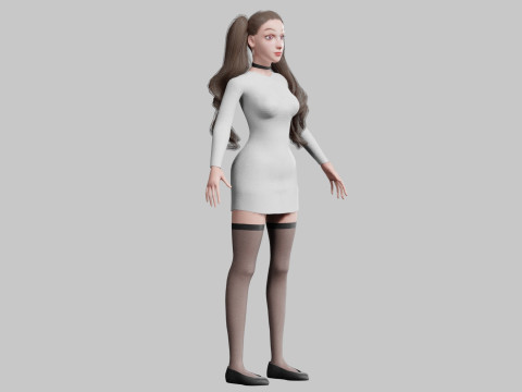 Young cute Woman V34706 Modello 3D