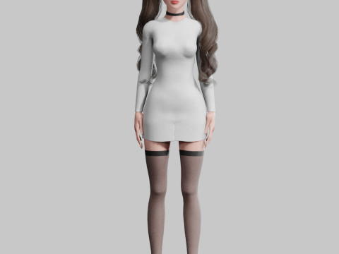 Young cute Woman V34706 Modello 3D
