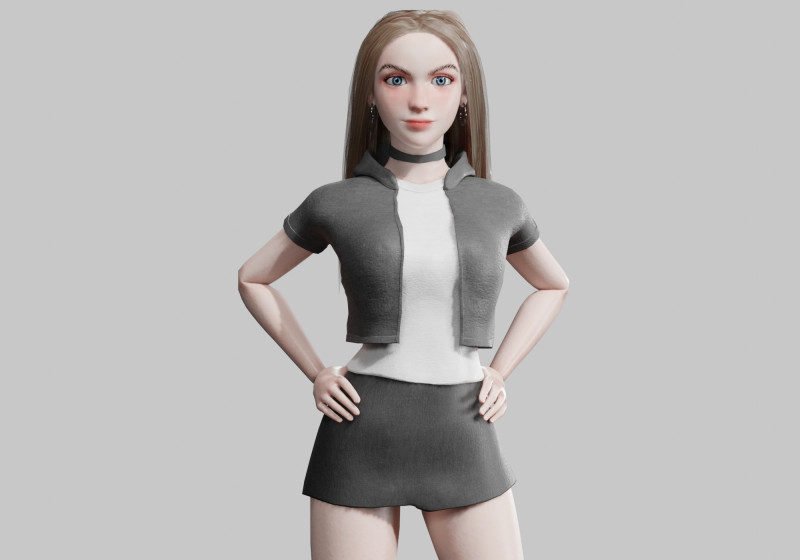 Basic cool woman V34182 3D Модель .c4d .max .obj .3ds .fbx .stl .blend