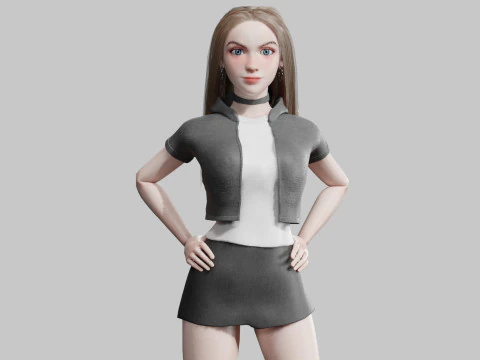 Basic stoere vrouw V34182 3D Model