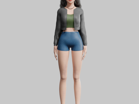 Basic cute Woman V32463 3D मॉडल