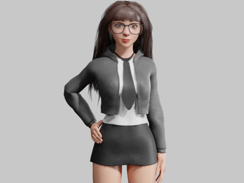 Beautiful cute Woman V39079 3D Model