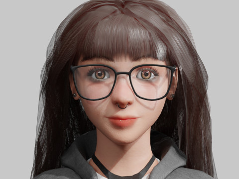 Beautiful cute Woman V39079 3D Model