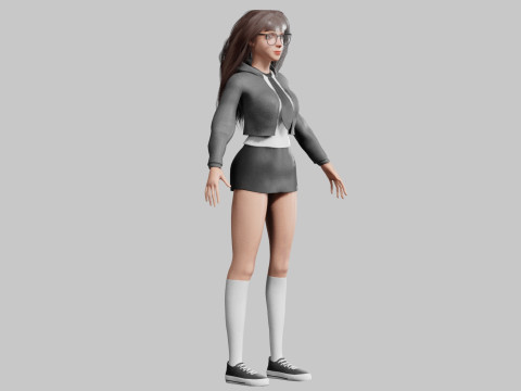 Beautiful cute Woman V39079 3D Model