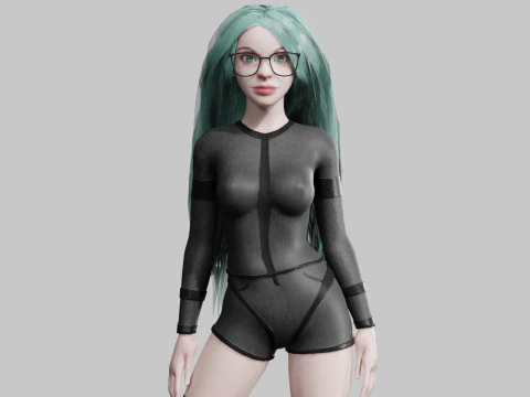 Cartoon cute Woman V41086 3D Model