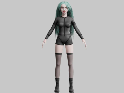 Cartoon cute Woman V41086 3D Model