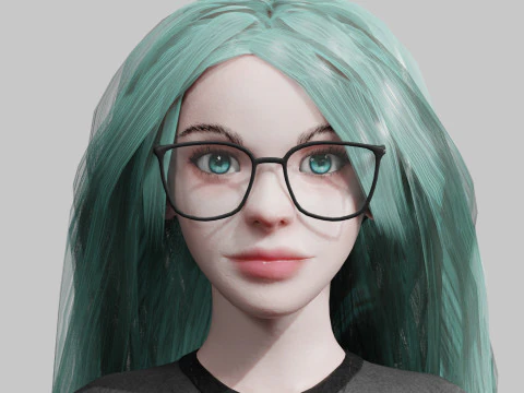 Cartoon cute Woman V41086 3D Model
